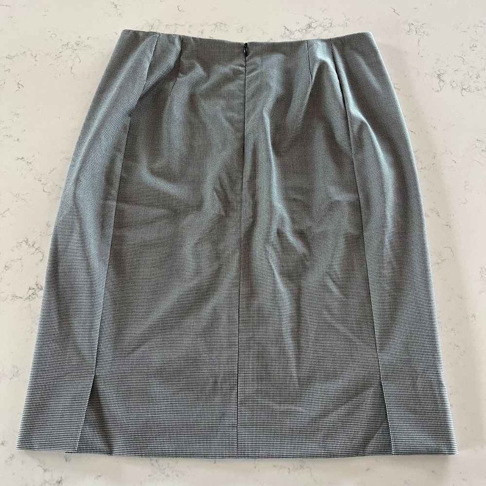 Akris Womens Skirt Black White Micro Houndstooth 100%‎ Wool Career Work Size 8